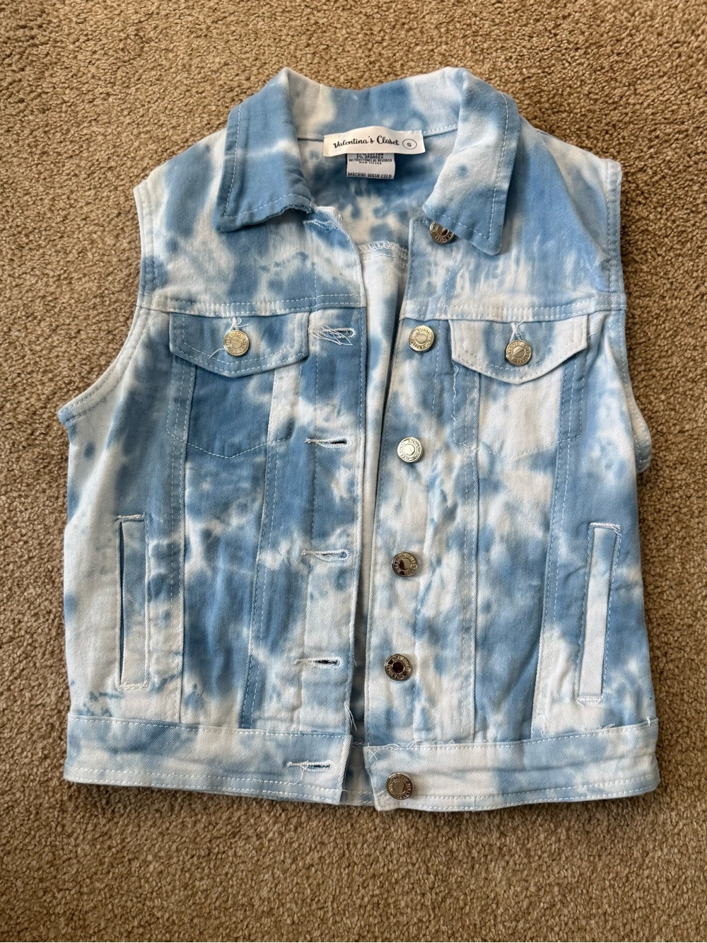 Light Blue Tie-Dye Denim Vest